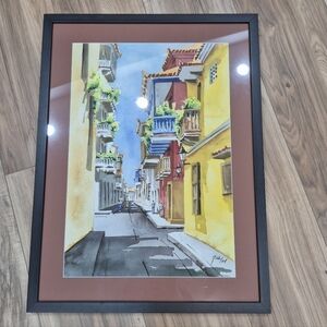 Framed Colorful Street Scene Art Print